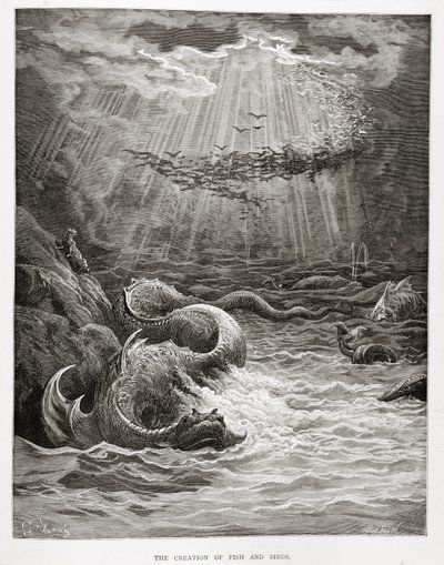 The Creation of Fish and Birds, from Paradise Lost by John Milton, Engraved by Collon Smeeton, c.1868 by Gustave Dore